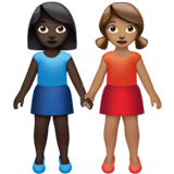 Women Holding Hands Dark Skin Tone Medium Skin Tone Apple Emoji