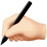 writing hand: light skin tone Apple Emoji
