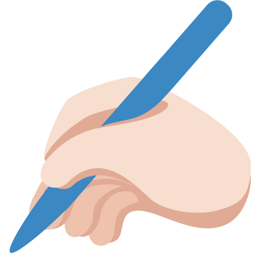 writing hand: light skin tone