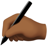writing hand: medium-dark skin tone Apple Emoji