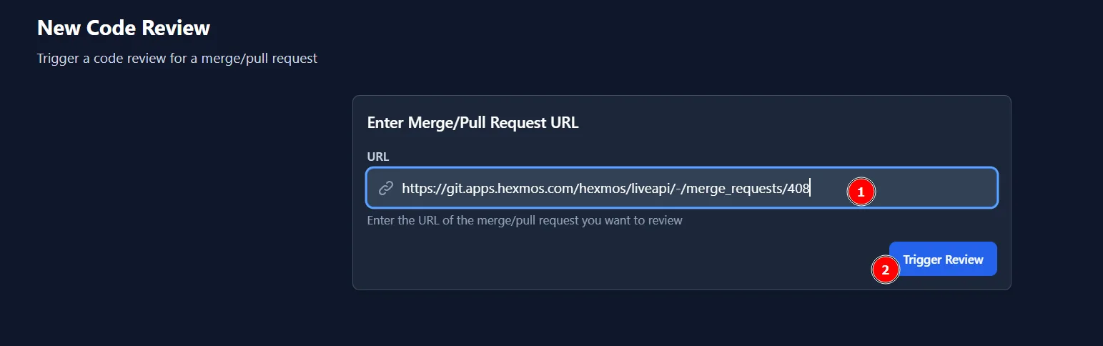 Entering the merge request URL