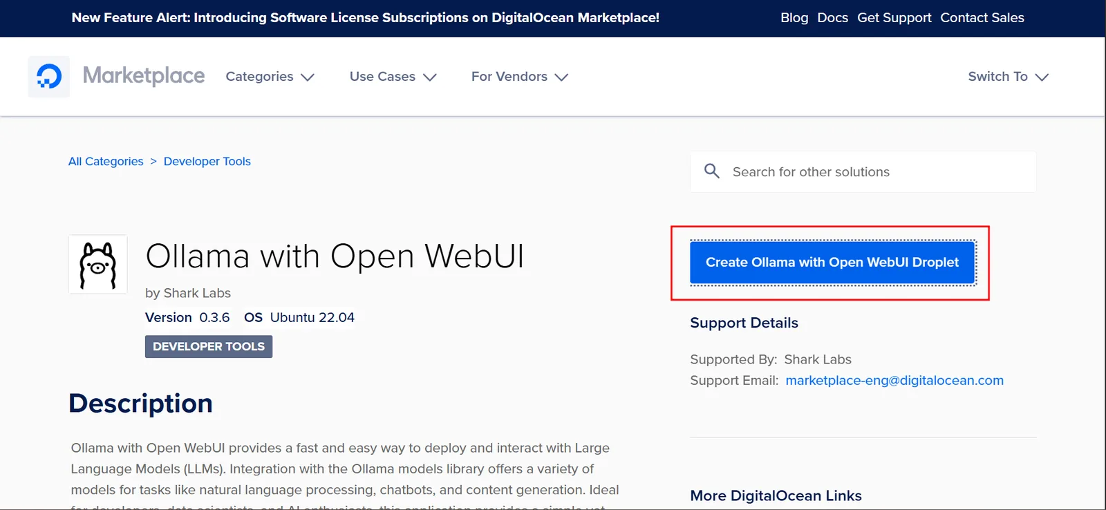 Ollama with Open WebUI on the DigitalOcean Marketplace