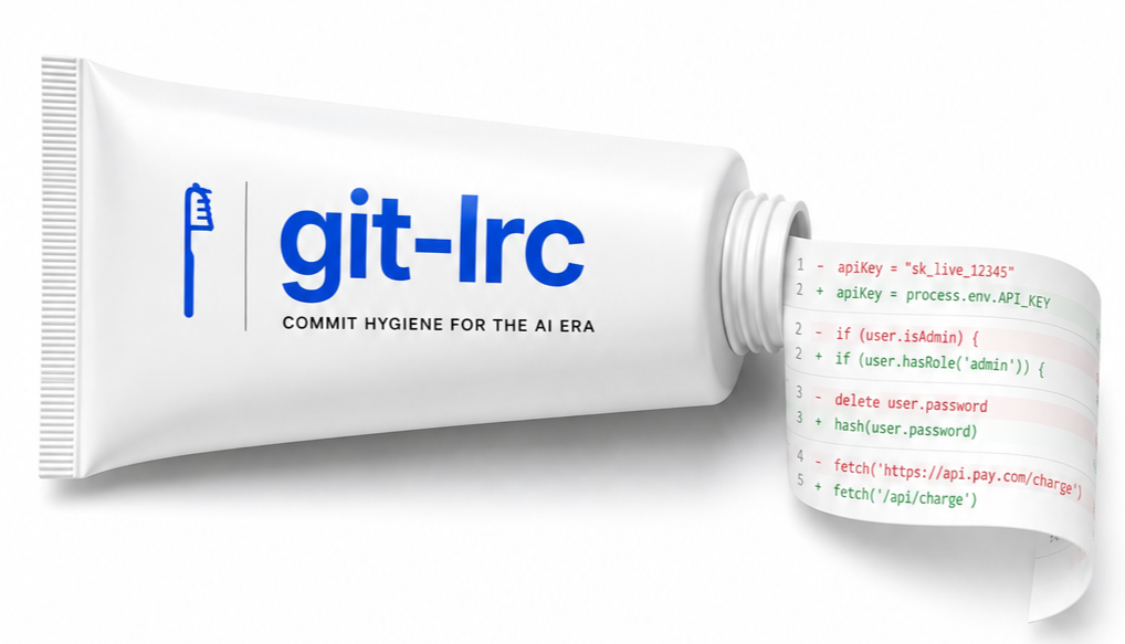 git-lrc toothpaste-style product illustration
